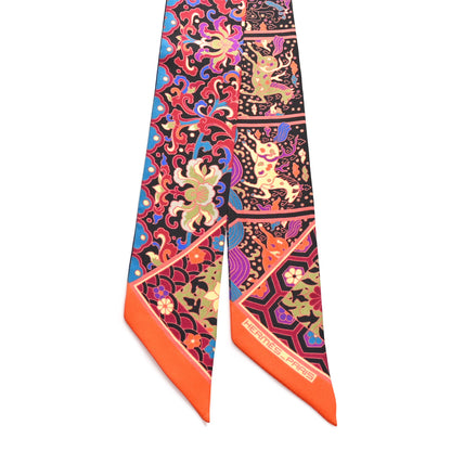 Hermes Silk Collections Imperiales Twilly Orange Fuchsia Black 2 of 3