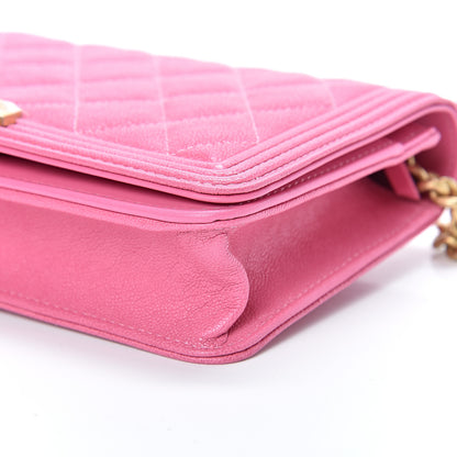Chanel Caviar Quilted Boy Wallet On Chain WOC Pink 10 of 11