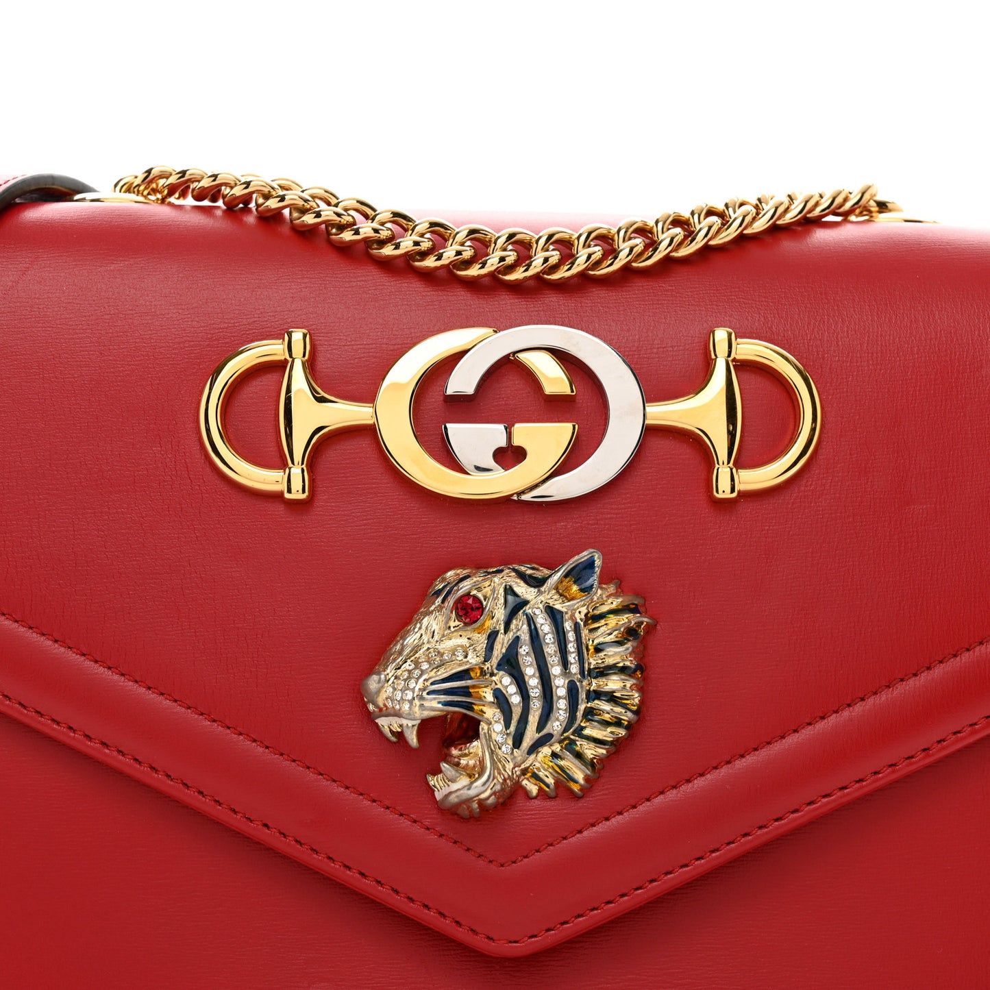 Vitello Palmellato Lux Crystal Medium Rajah Shoulder Bag Hibiscus Red Multicolor