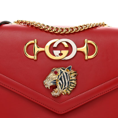 Gucci Vitello Palmellato Lux Crystal Medium Rajah Shoulder Bag Hibiscus Red Multicolor 12 of 12