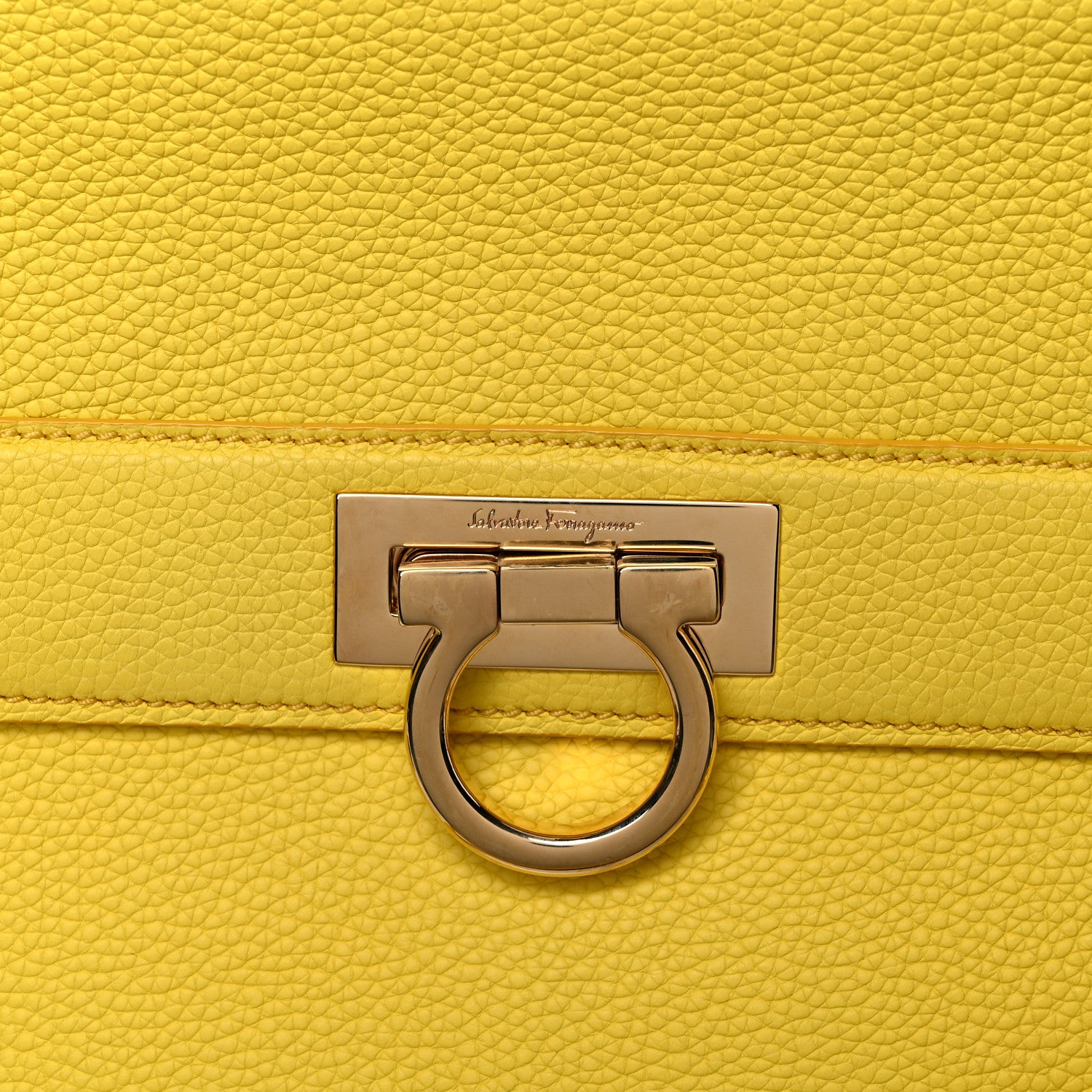 Salvatore Ferragamo Calfskin Sofia Gancini Satchel Yellow 21 of 24