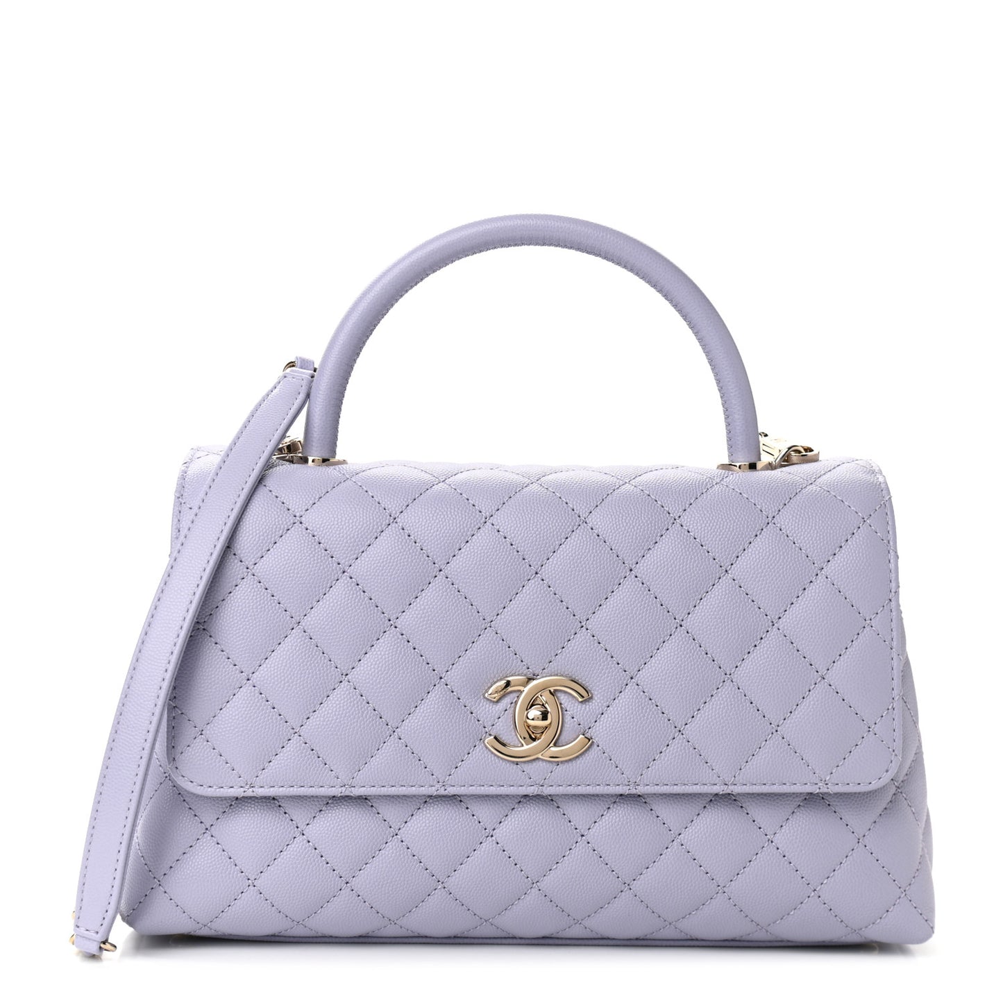 Caviar Quilted Small Coco Handle Flap Light Purple