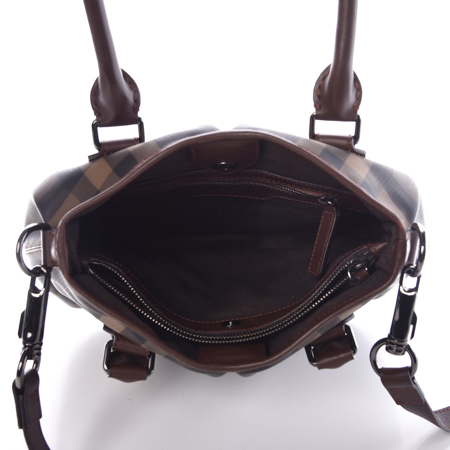 Burberry Smoked Check Small Northfield Tote Dark Tan 6 of 12
