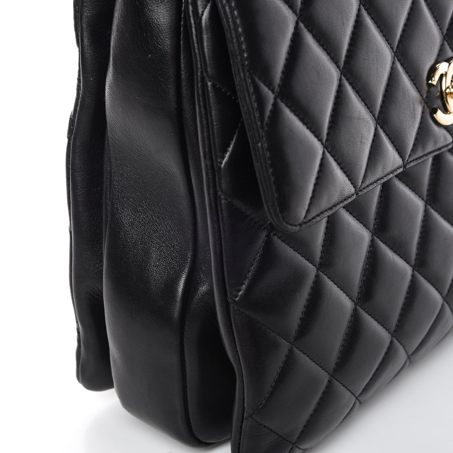 Lambskin Quilted Large Trendy CC Dual Handle Flap Bag Black