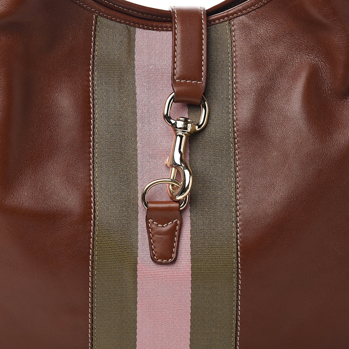 Calfskin Web Large Jackie O Bouvier Hobo Brown