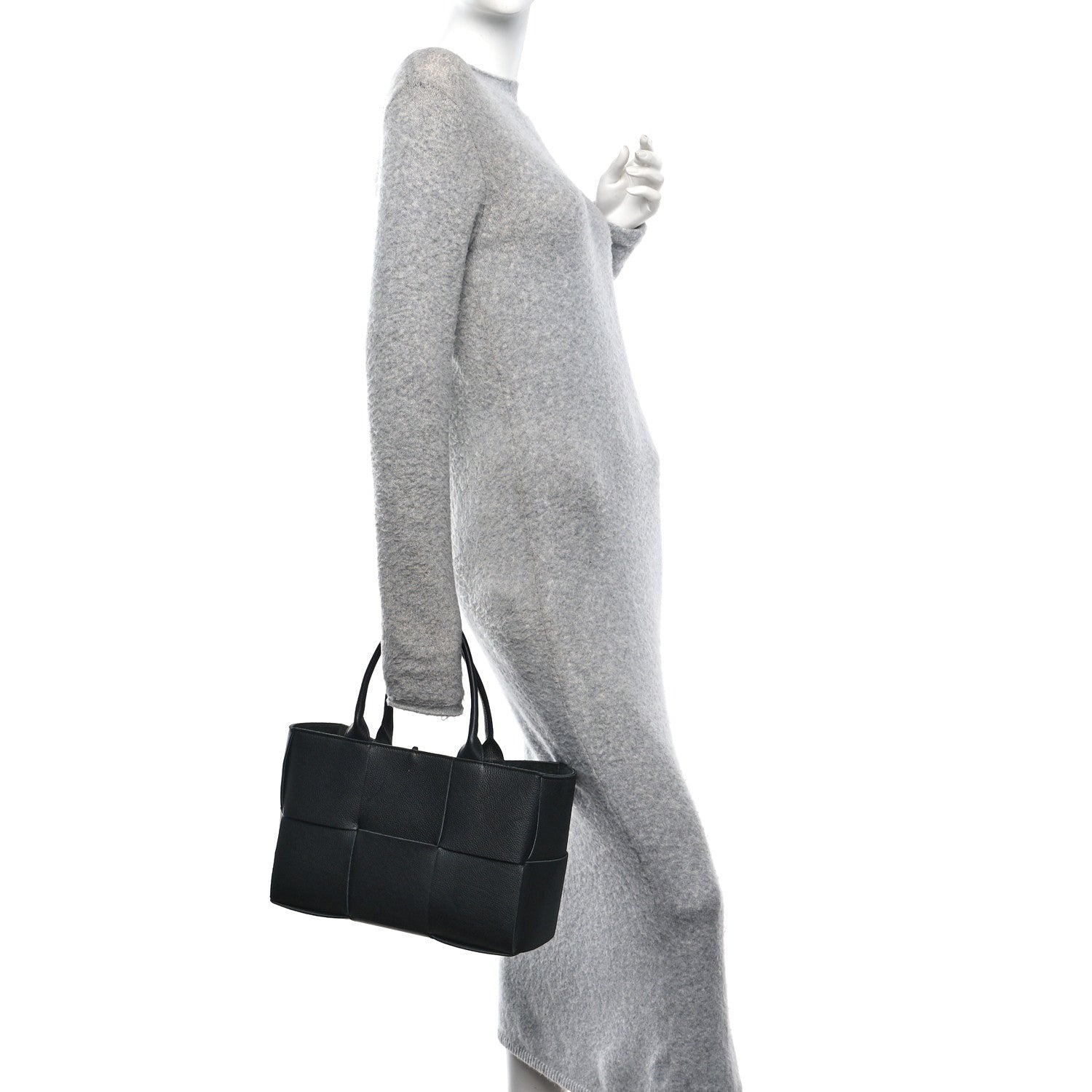 Bottega Veneta Grained Calfskin Intrecciato Small Arco Tote Black 2 of 10
