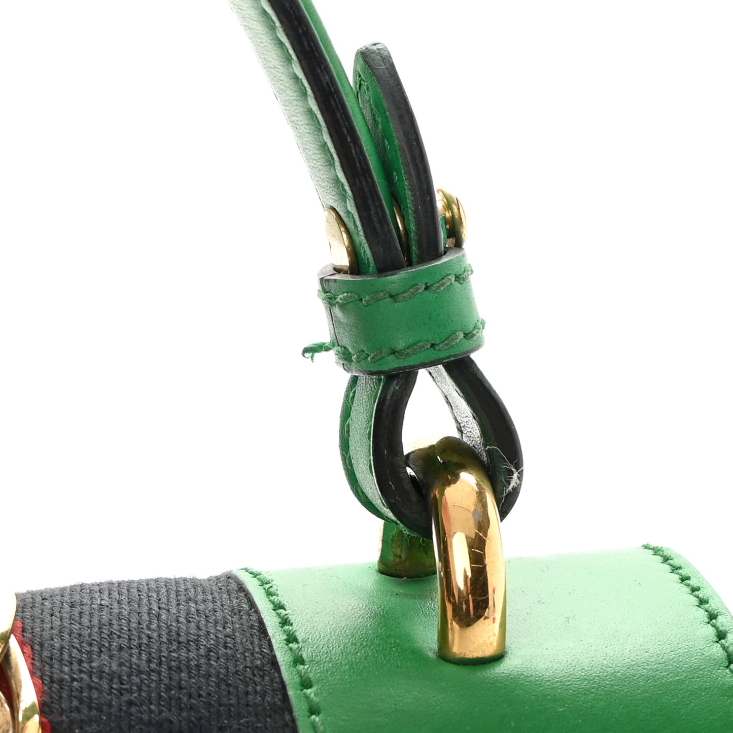 Vitello Fontanella Web Mini Sylvie Top Handle Bag Synthetic Green Garden