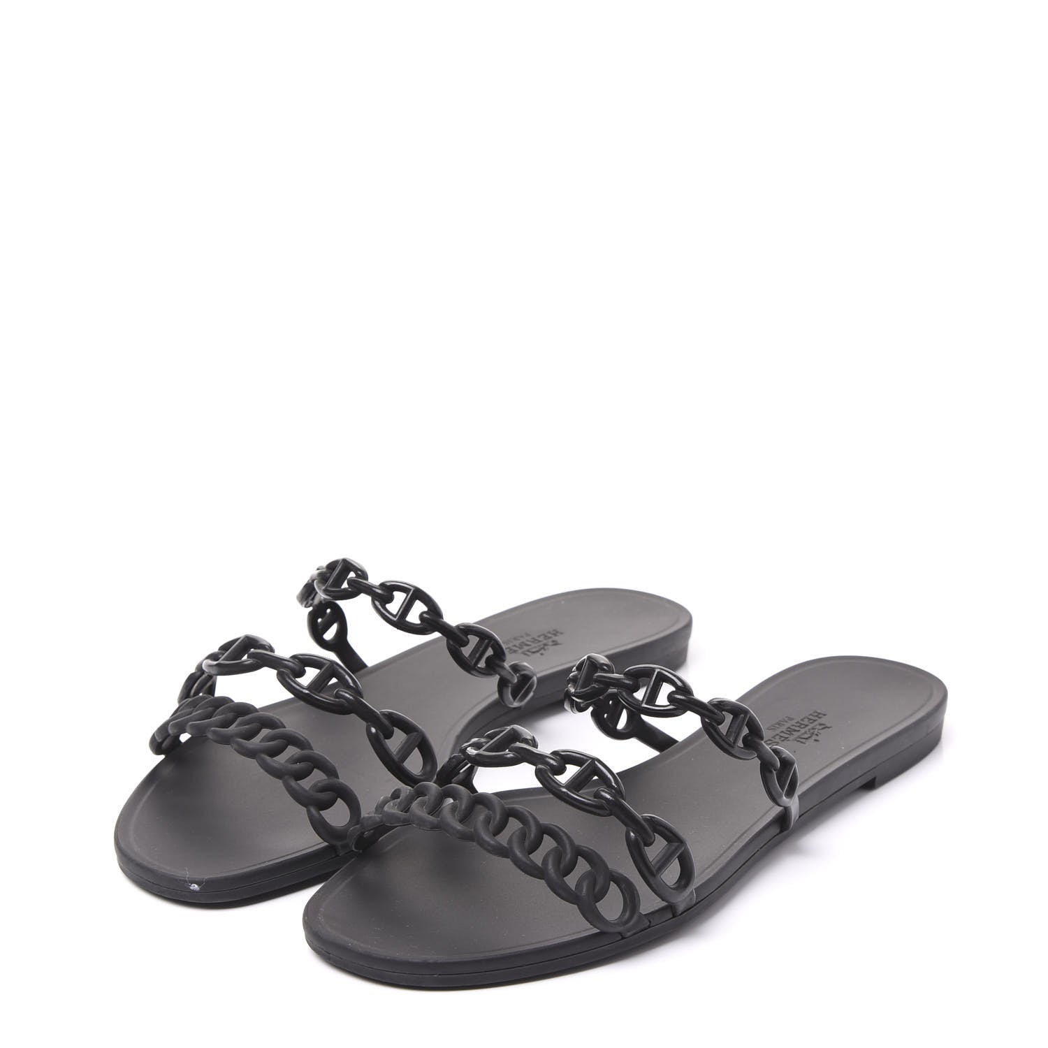 Hermes Rubber Chaine d'Ancre Rivage Sandals 37 Black 2 of 9