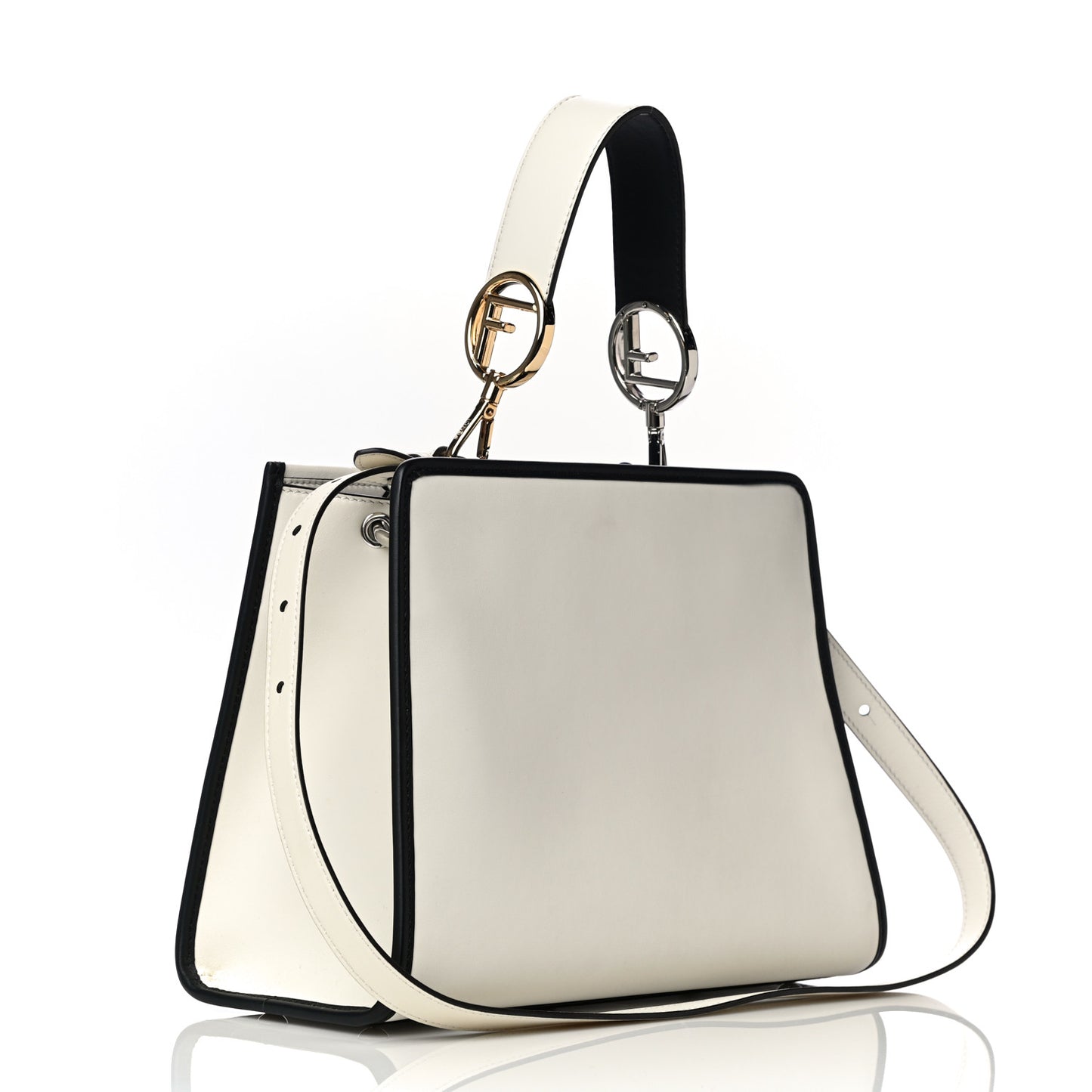 Vitello Century Opaco F is Fendi Bi-Color Small Runaway Satchel White Ice Black