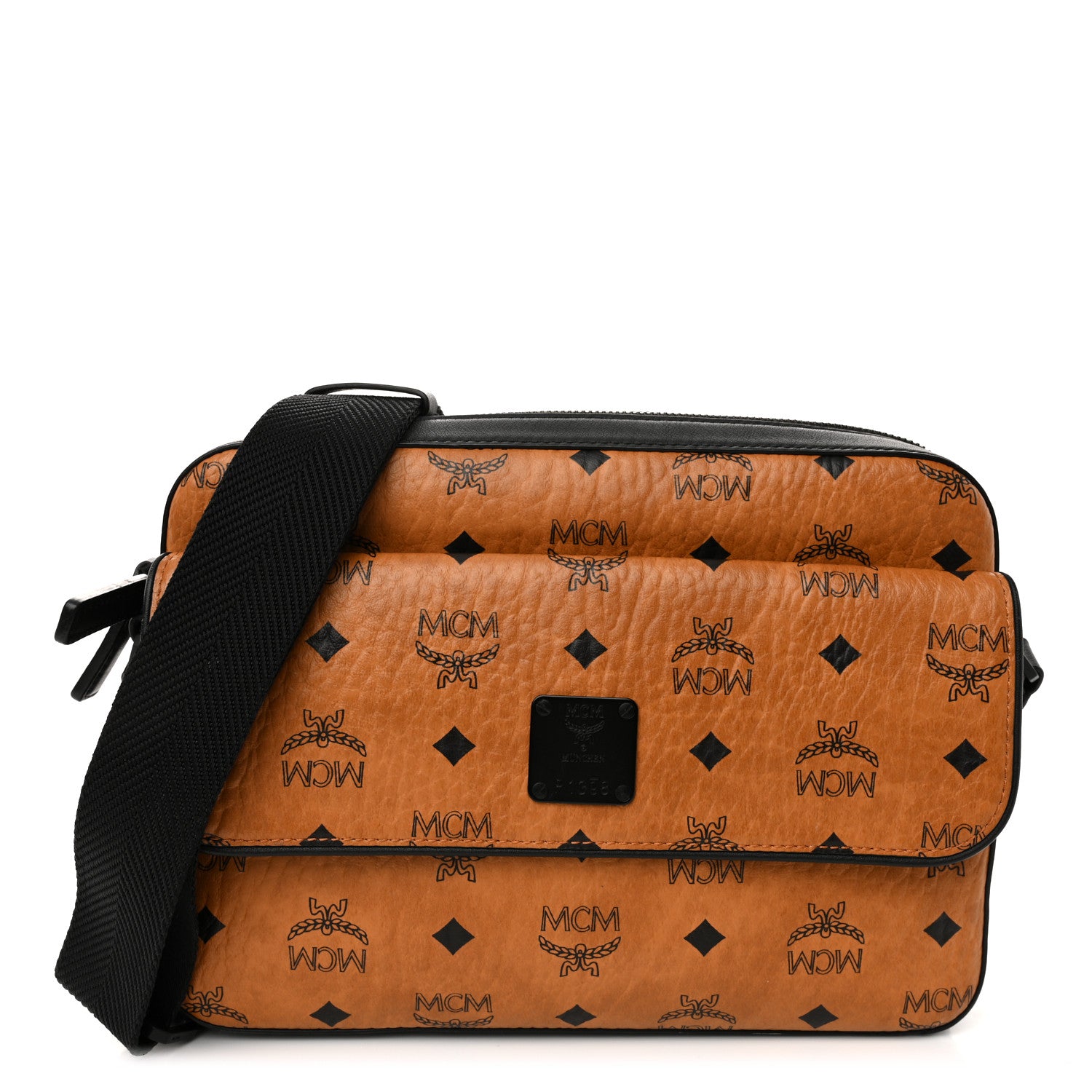 MCM Visetos Monogram Medium Aren Crossbody Cognac 1 of 10