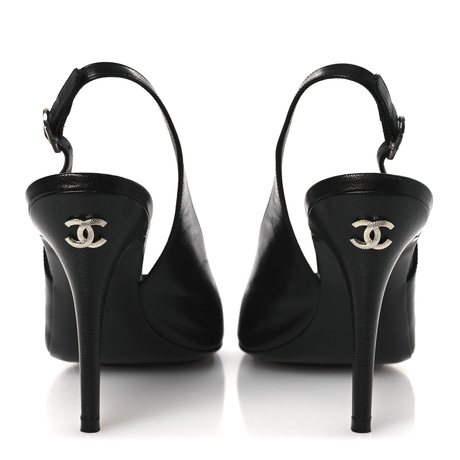 Chanel Goatskin Slingback Sandals 39.5 Black 6 of 12