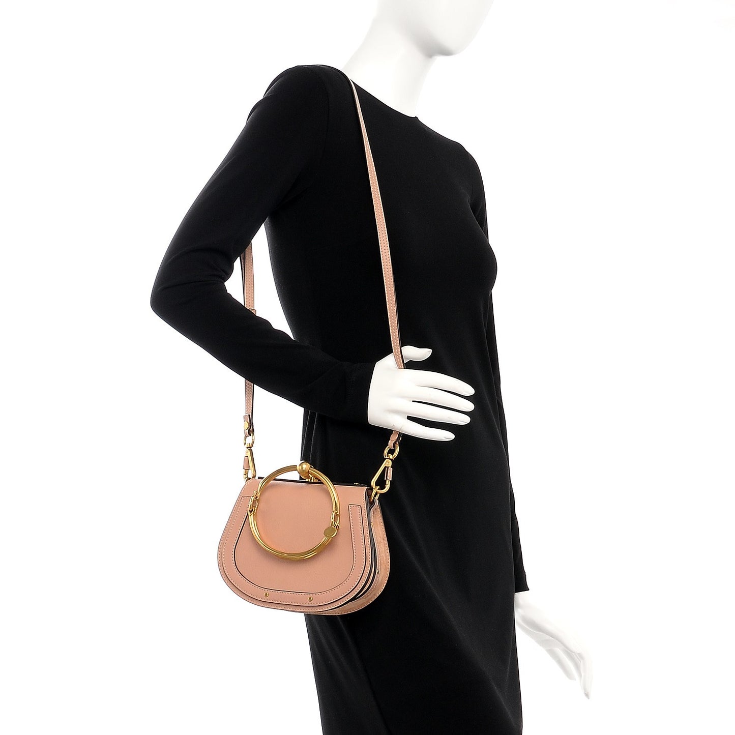 Calfskin Suede Small Nile Bracelet Bag Biscotti Beige