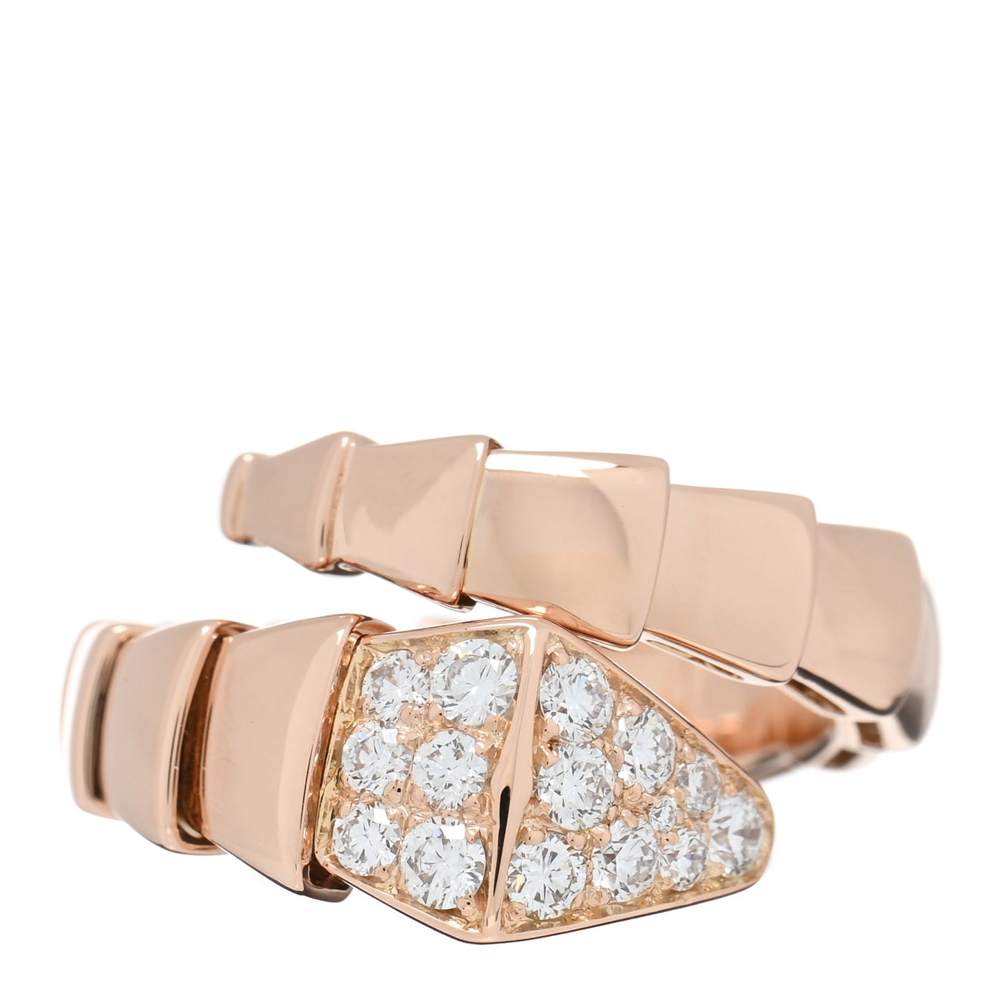 18K Rose Gold Diamond Serpenti Viper Ring M