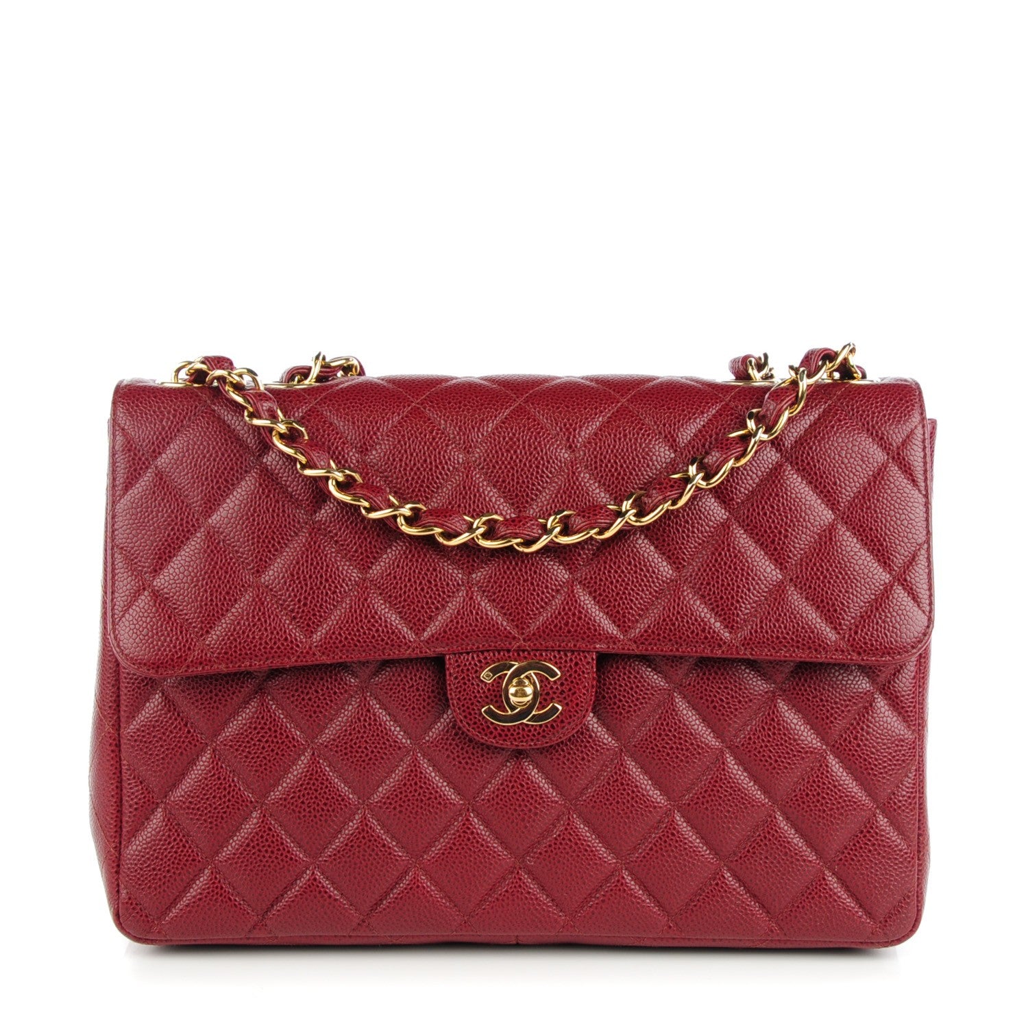 Chanel Caviar Quilted Jumbo Single Flap Dark Red 1 of 8