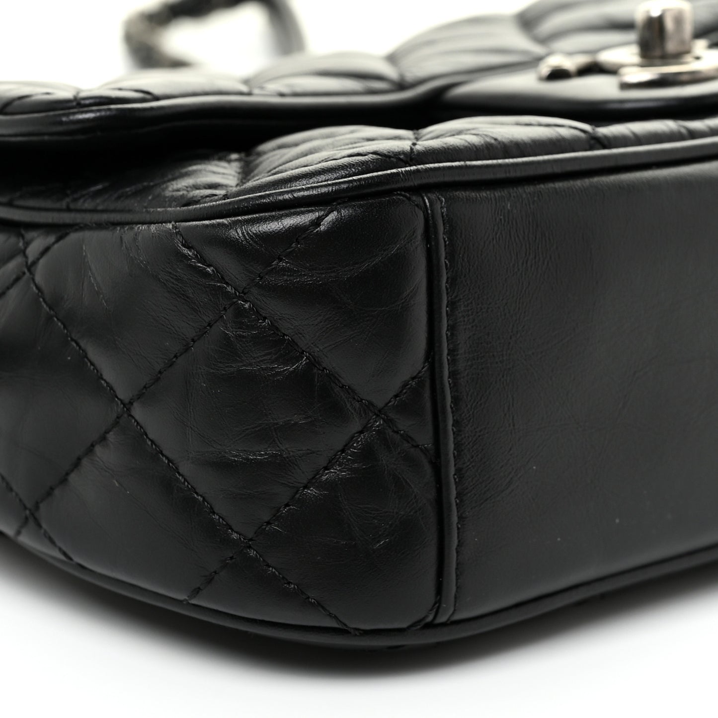 Aged Calfskin Quilted Small Easy Flap Black
