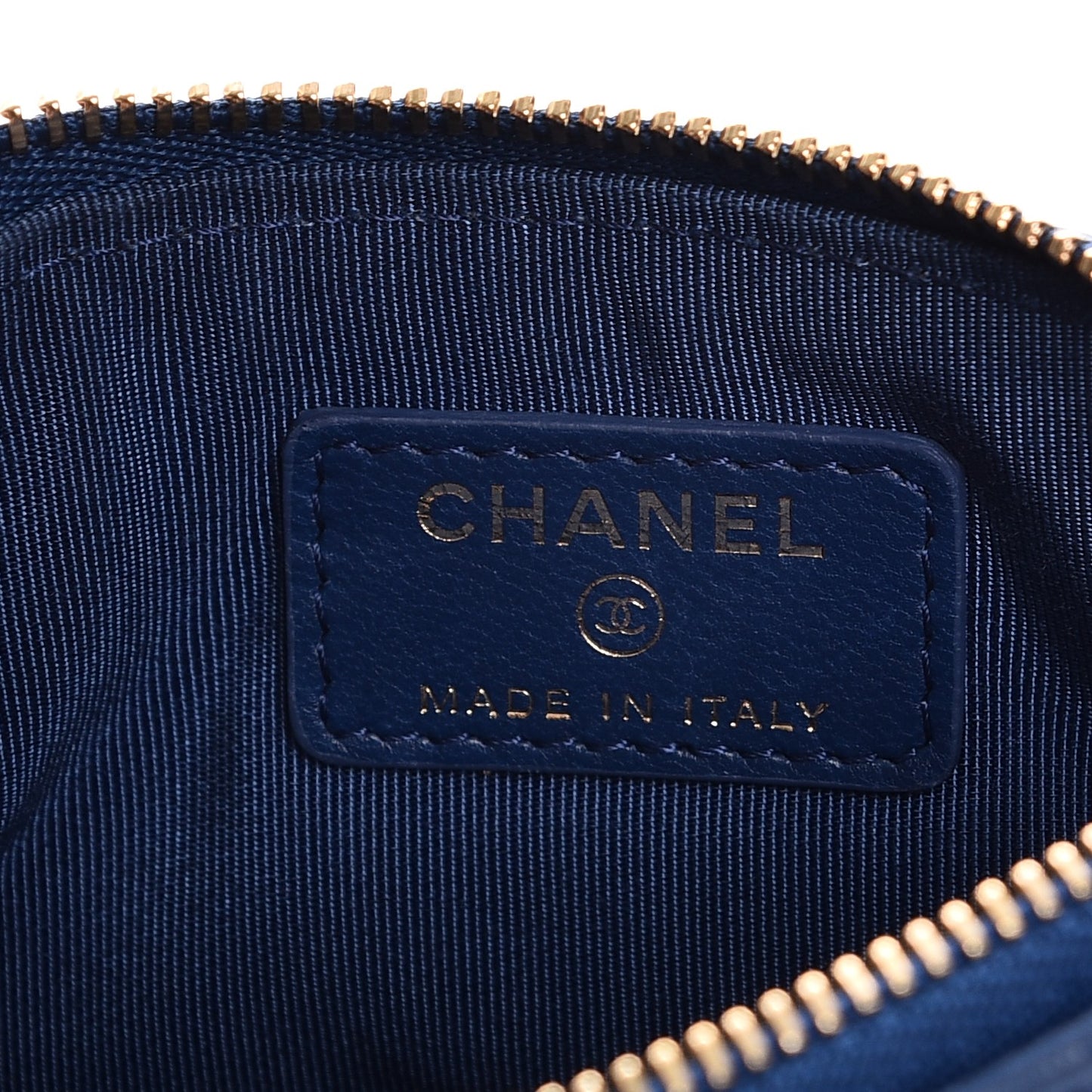 Lambskin Quilted Small Cosmetic Case Blue