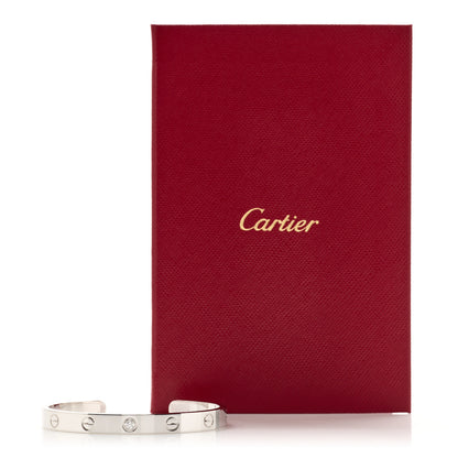 Cartier 18K White Gold 1 Diamond LOVE Cuff Bracelet 16 4 of 4