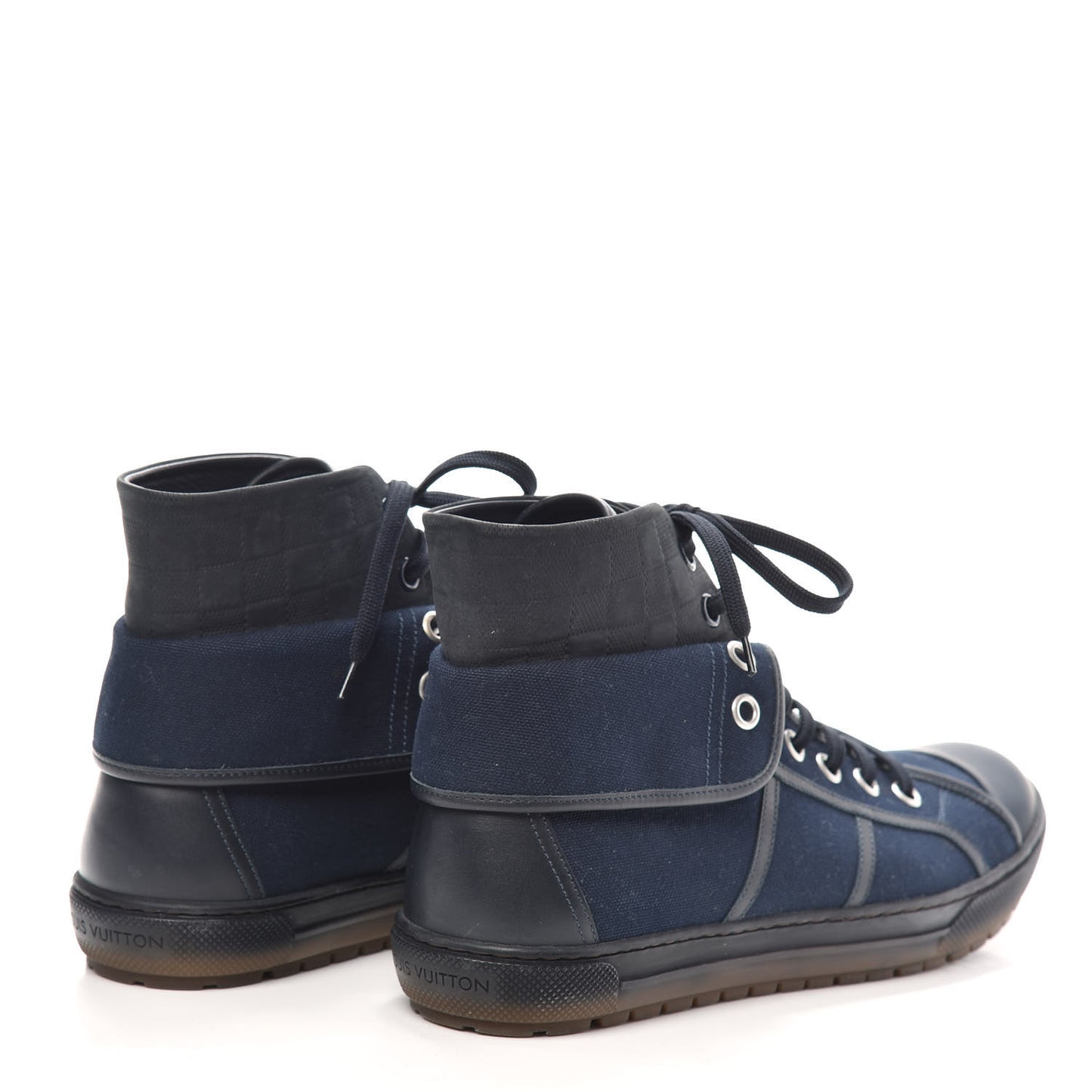 Canvas Calfskin Fold Over Sneaker Boots 7.5 Blue