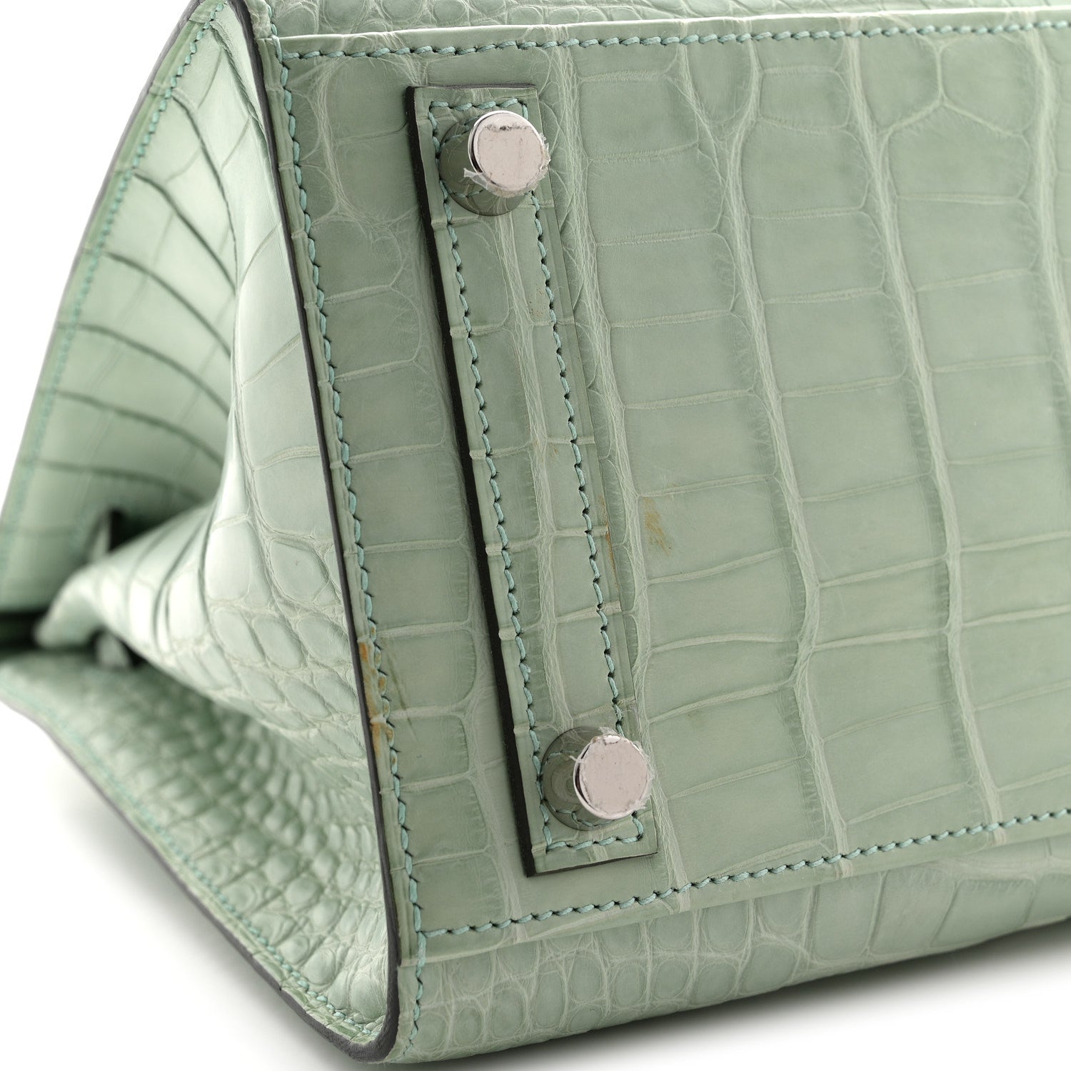 Hermes Matte Alligator Birkin Sellier 25 Vert D'eau 11 of 13