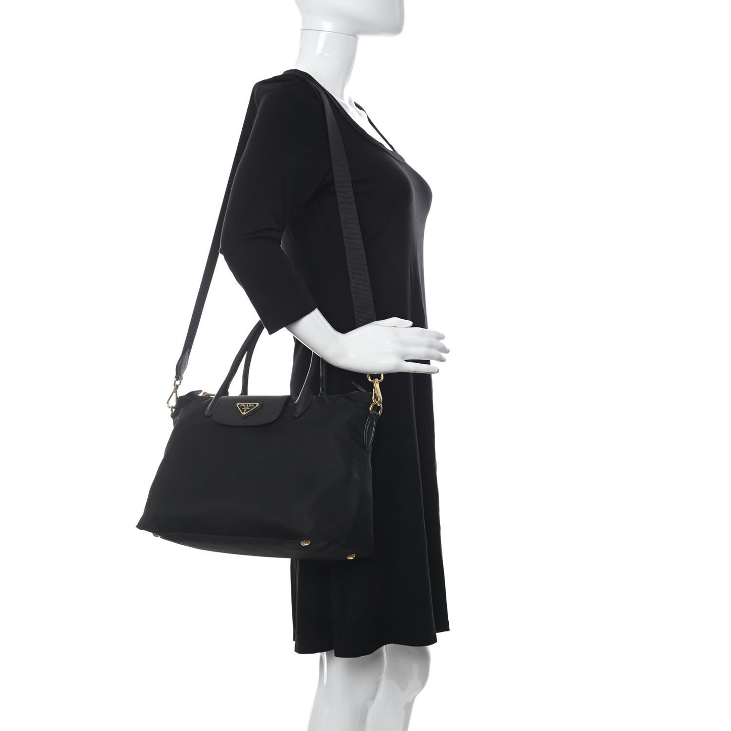 Tessuto Nylon Saffiano Tote Black