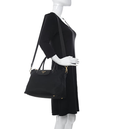 Prada Tessuto Nylon Saffiano Tote Black 2 of 12