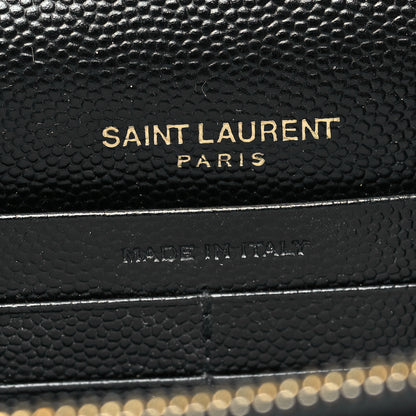 Saint Laurent Grain De Poudre Matelasse Chevron Monogram Envelope Chain Wallet Black 6 of 15