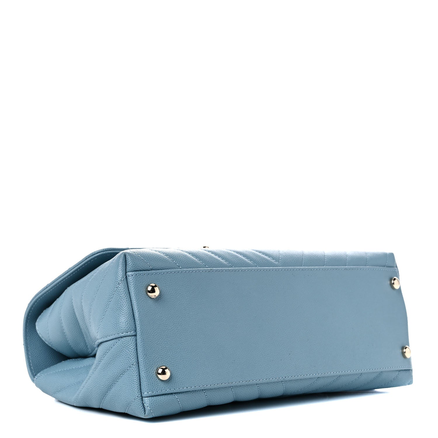Chanel Caviar Chevron Quilted Small Coco Handle Flap Light Blue 3 of 10