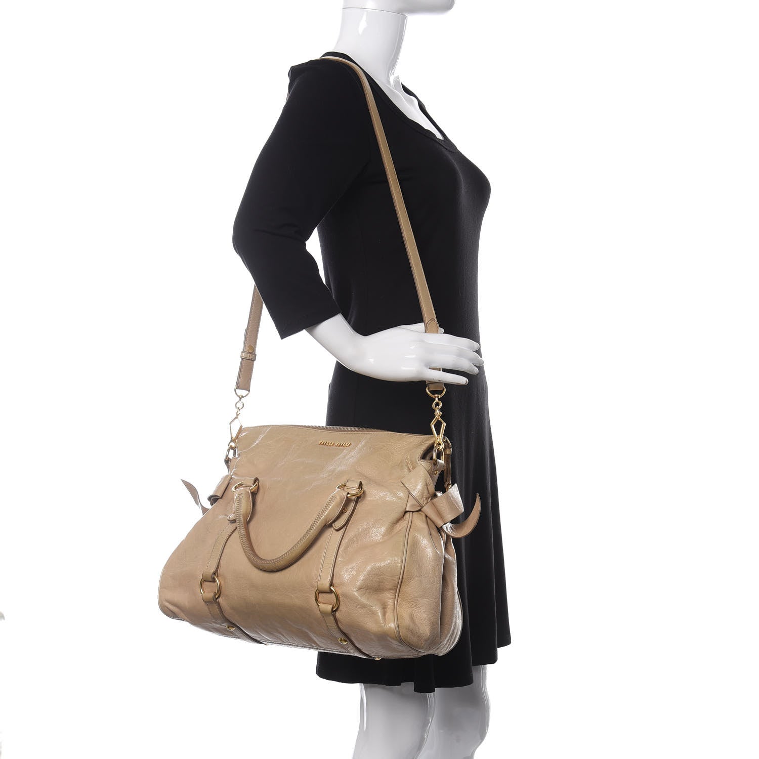 Miu Miu Vitello Lux Medium Bow Bag Cammeo 3 of 14