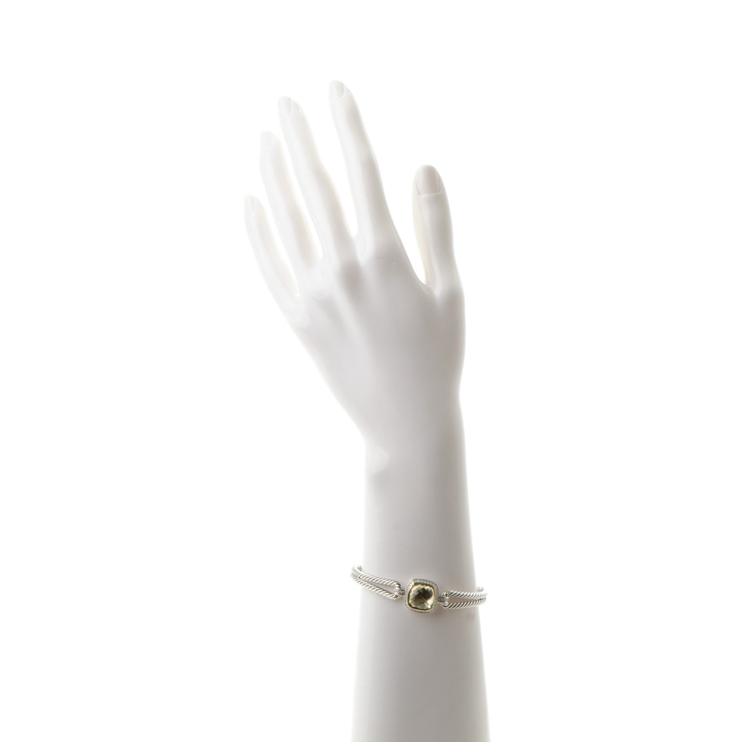 Sterling Silver 18K Yellow Gold Diamond Champagne Citrine 11mm Albion Cable Bracelet