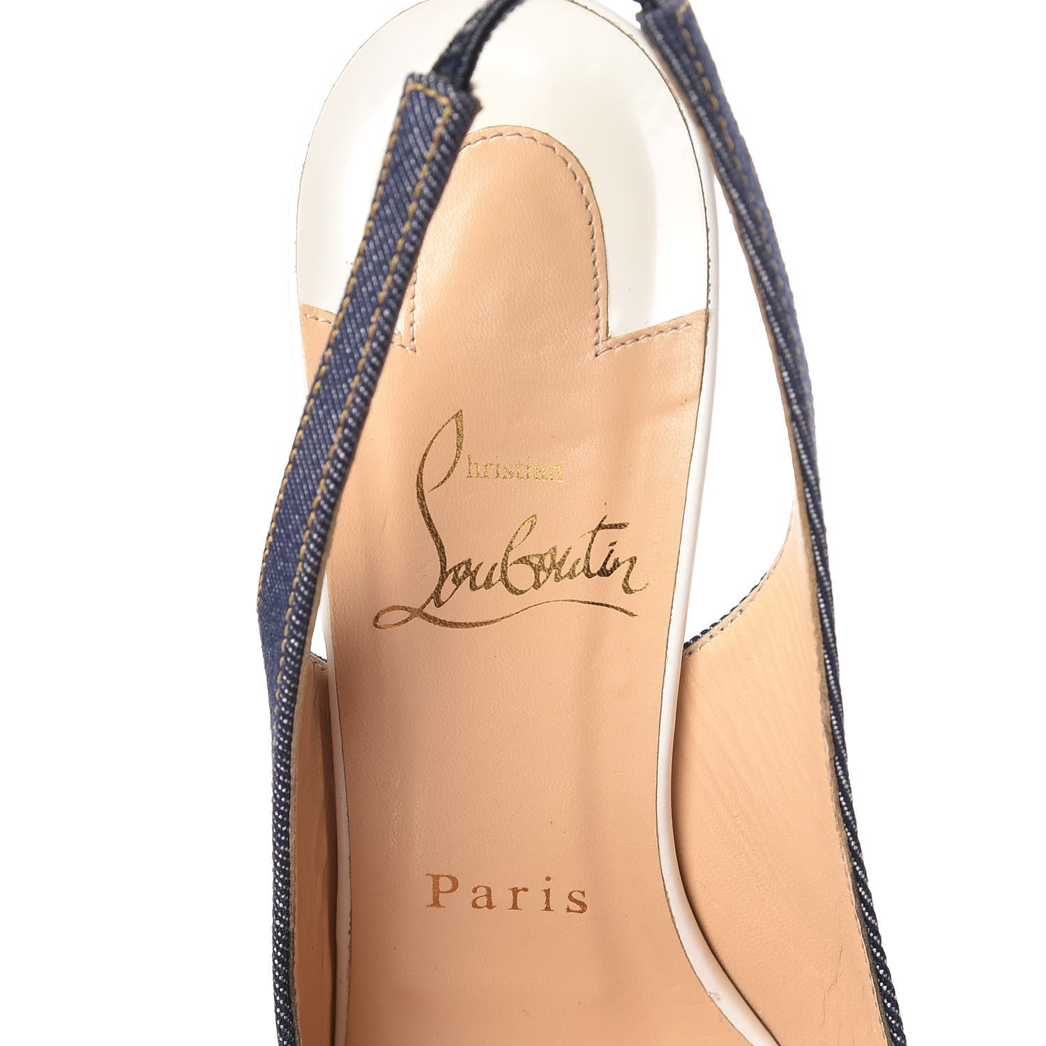 Christian Louboutin Denim Private Number 120 Pumps 36.5 Blue White 9 of 14