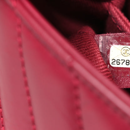 Chanel Aged Calfskin Chevron Quilted Mini Coco Handle Flap Dark Pink 7 of 13