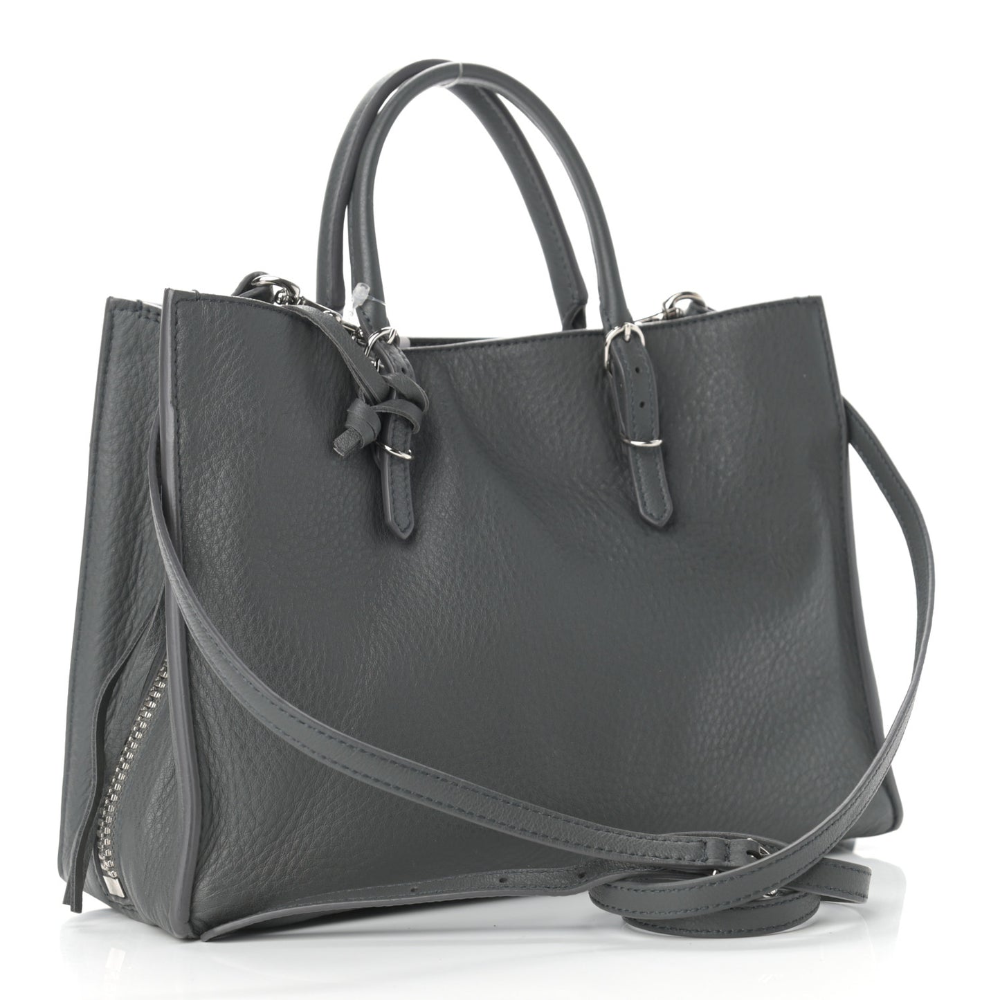 Veau Papier A6 Zip Around Tote Gris Fossile