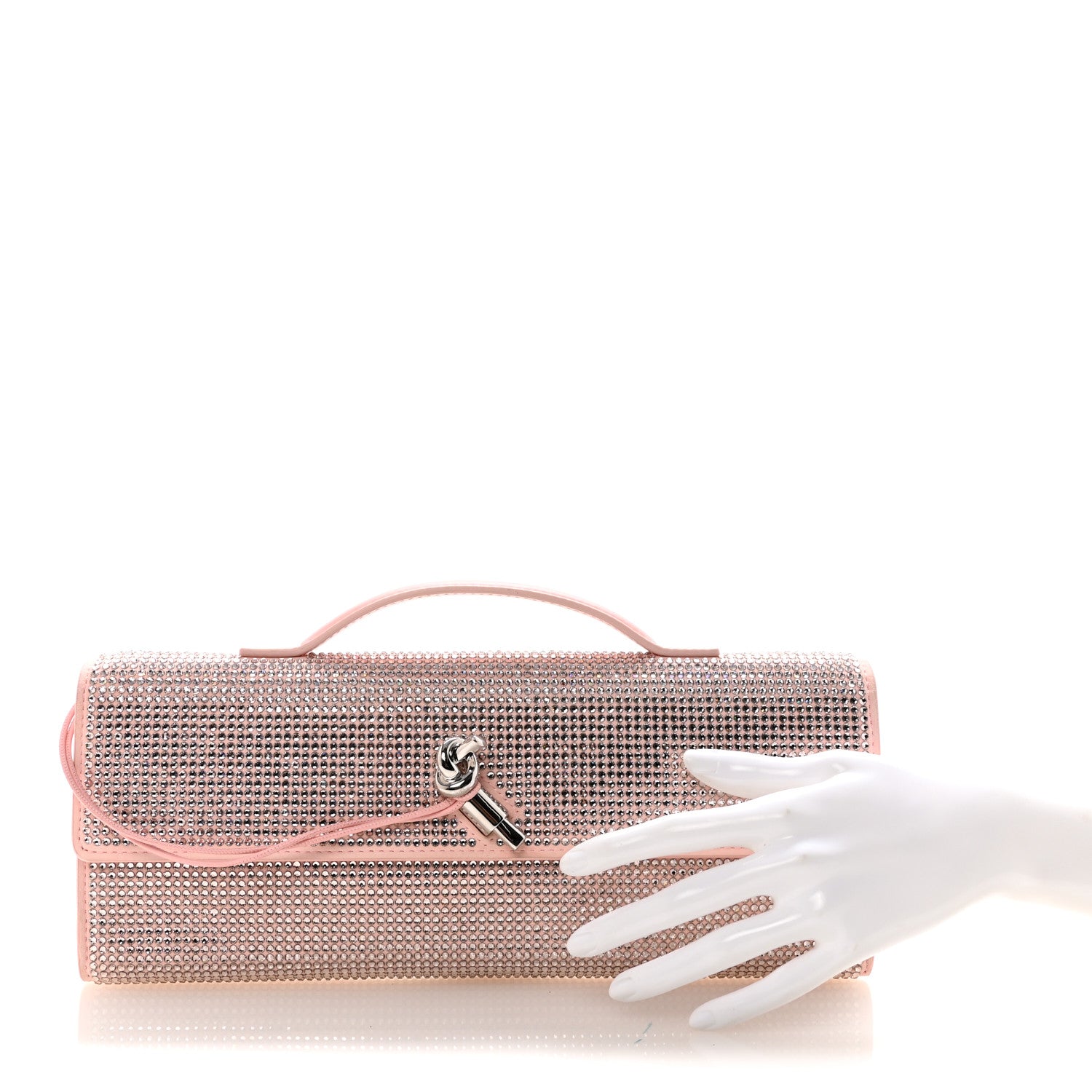 Bottega Veneta Nappa Crystal Long Andiamo Top Handle Clutch Rose 2 of 6