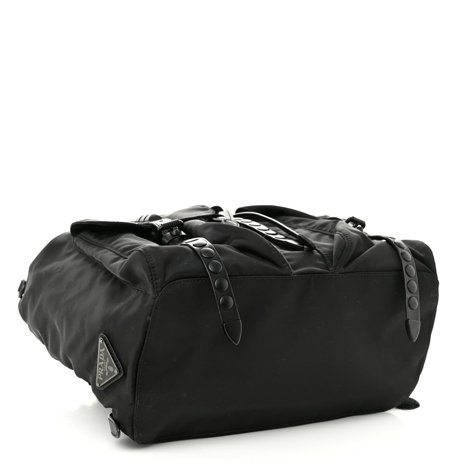 Prada Nylon New Vela Monochrome Studded Backpack Black 4 of 9