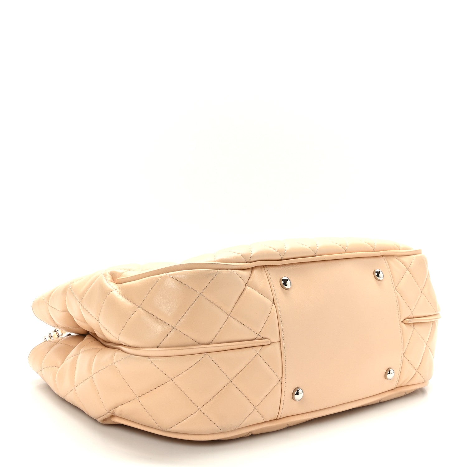 Chanel Lambskin Quilted Small Shopping Tote Beige 4 of 9