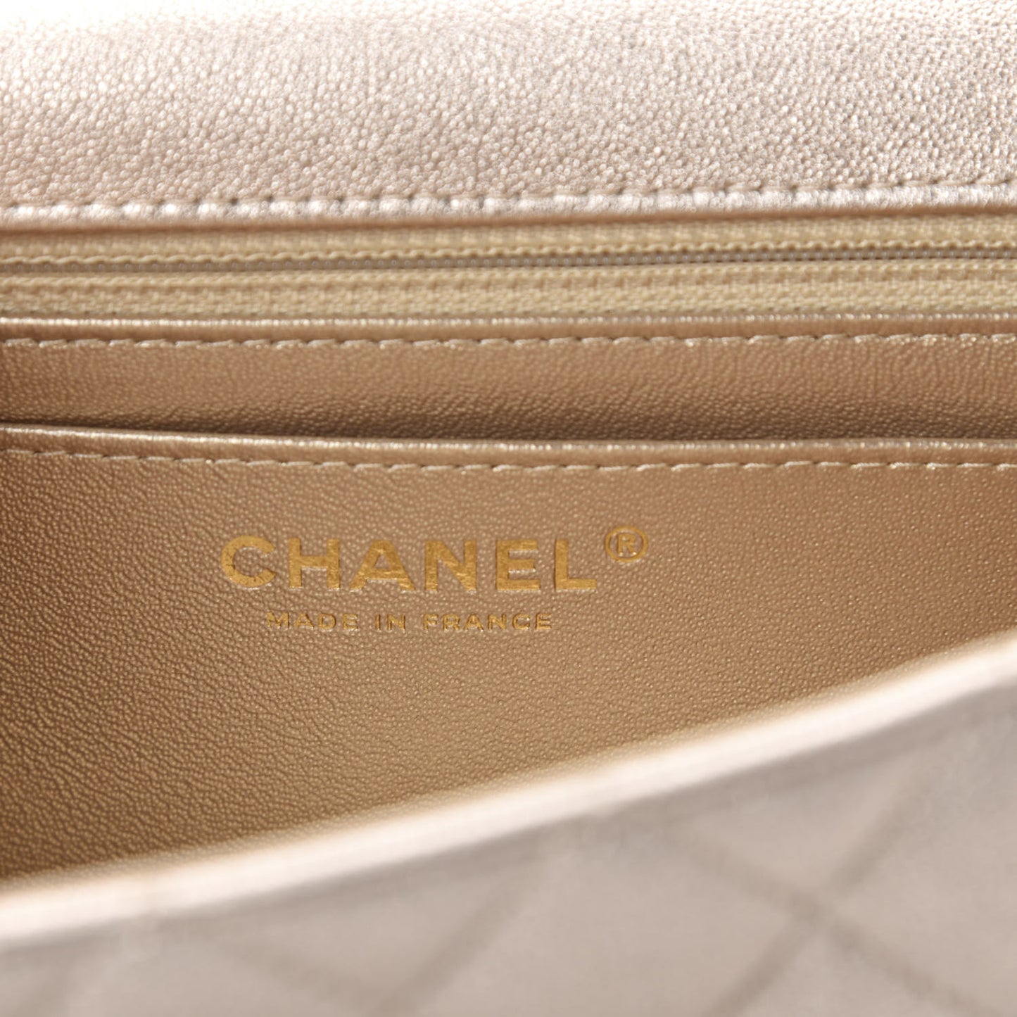 Metallic Lambskin Quilted Mini Rectangular Flap Gold