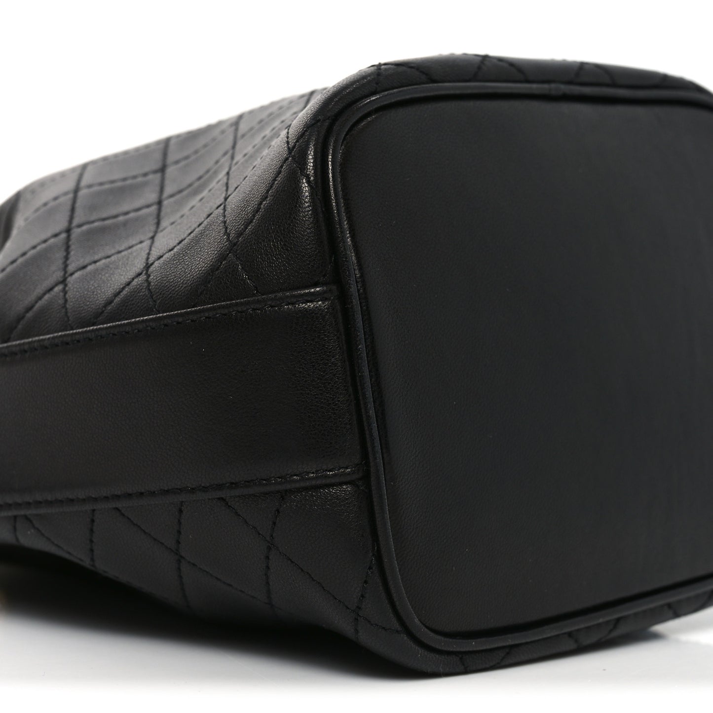 Lambskin Carre Quilted Small Cassandre Bucket Bag Black