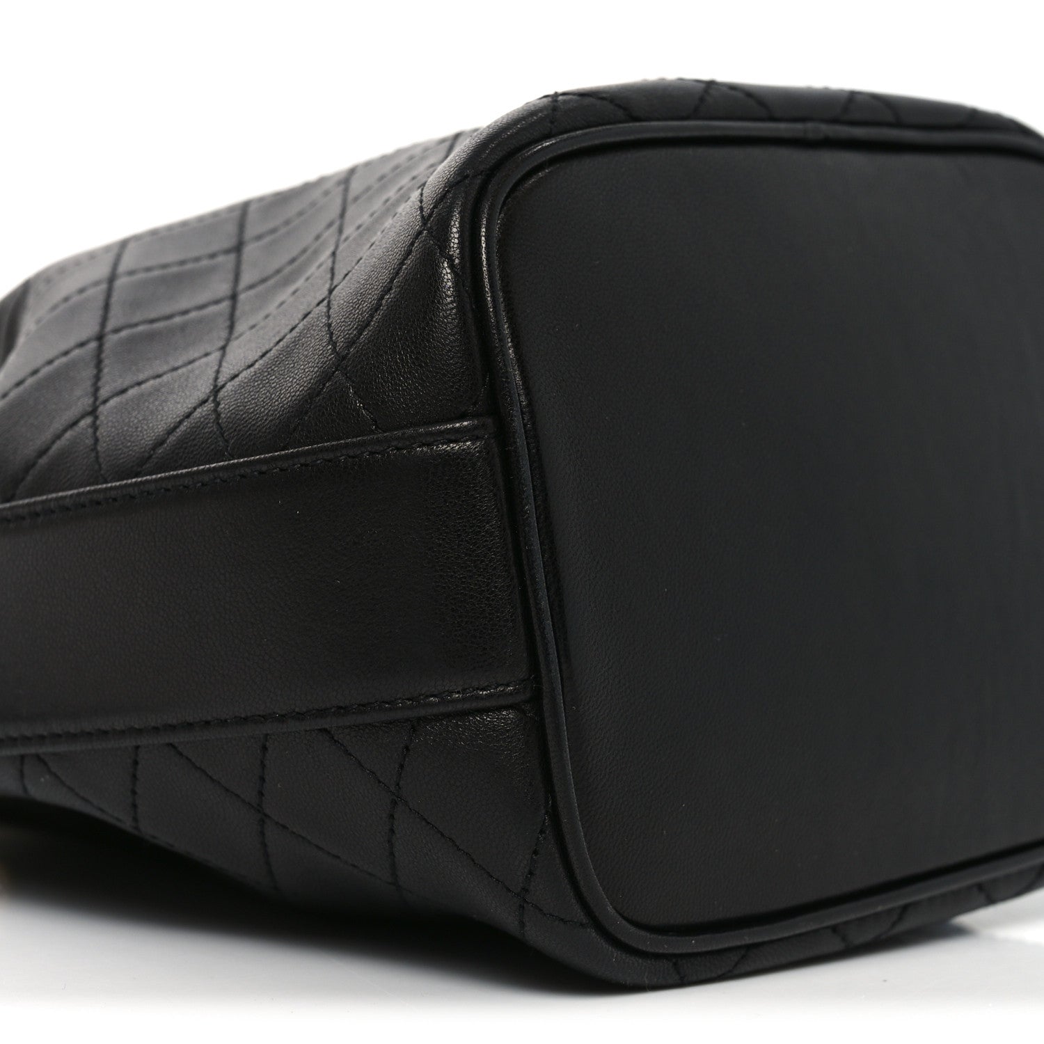 Saint Laurent Lambskin Carre Quilted Small Cassandre Bucket Bag Black 9 of 10
