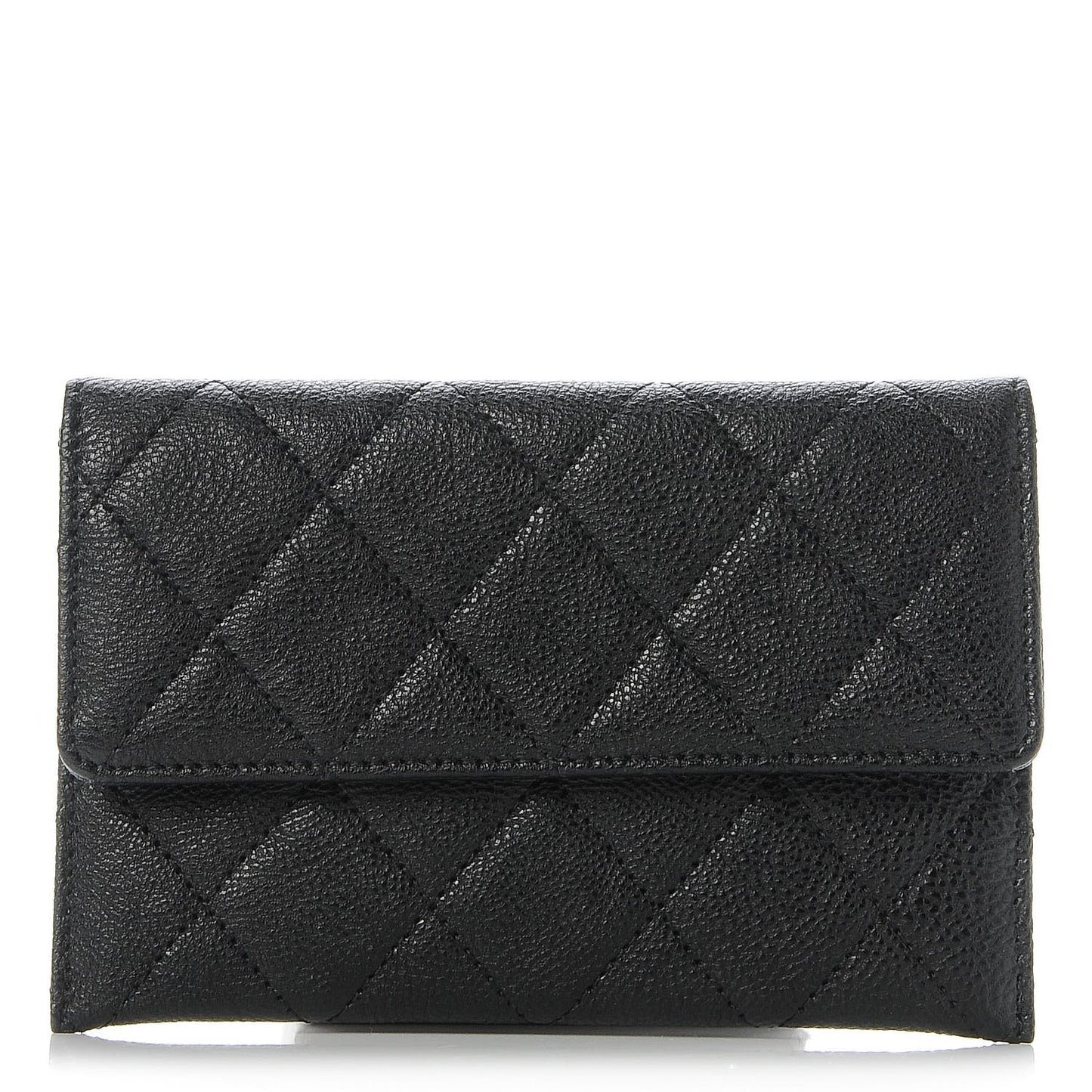 Caviar Quilted Wallet On Removable Chain Insert Black