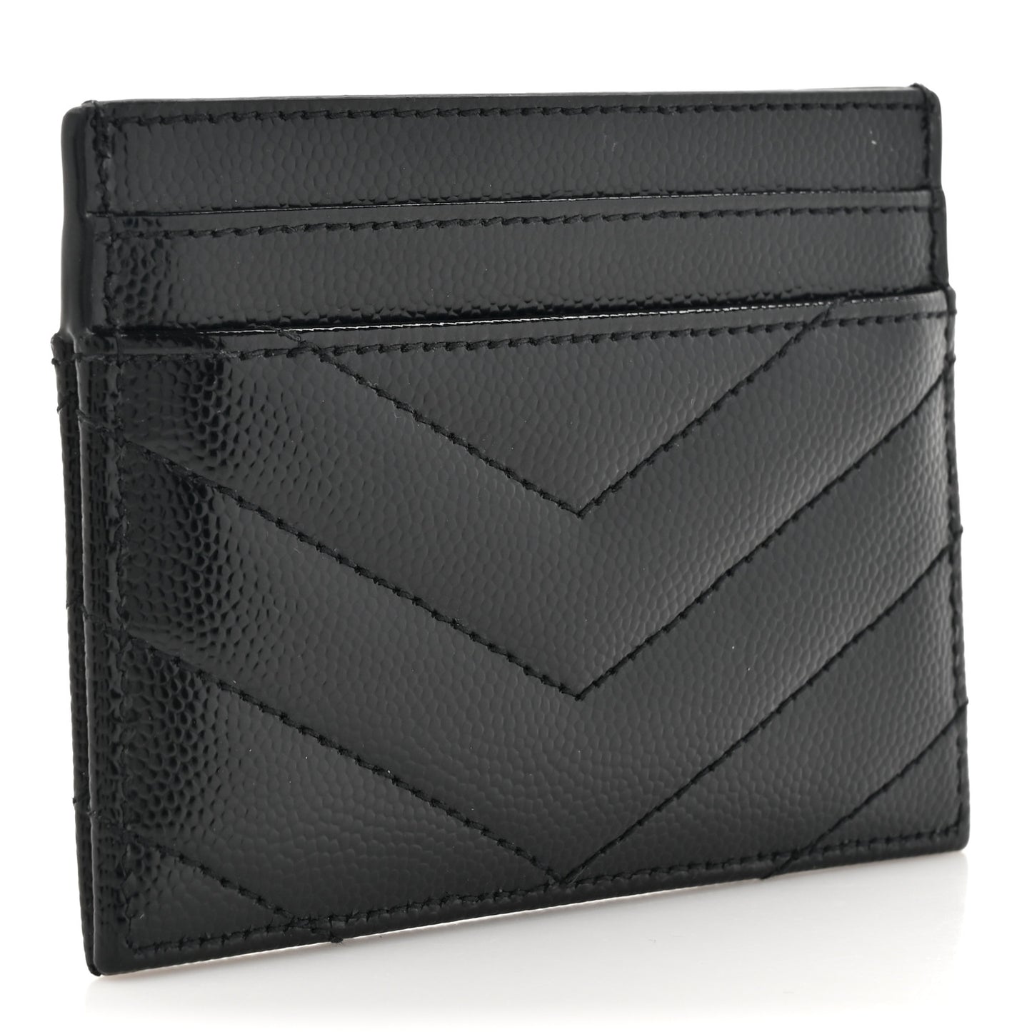 Grain De Poudre Matelasse Chevron Monochrome Monogram Credit Card Case Black