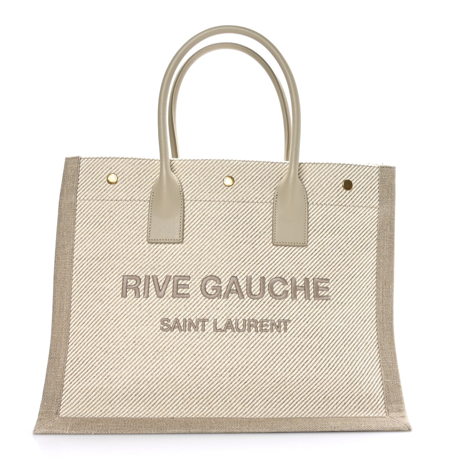 Saint Laurent Linen Calfskin Small Rive Gauche Tote Beige Sea Salt 1 of 8