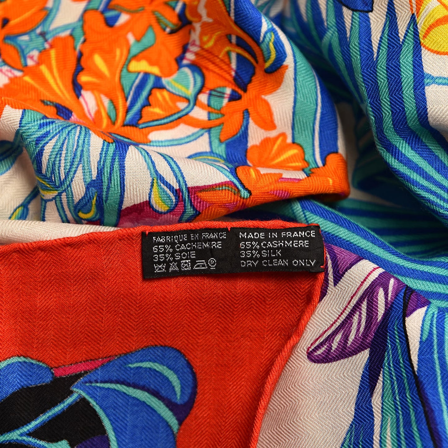 Cashmere Silk Flamingo Party Shawl 140 Rouge Vif Blanc Bleu