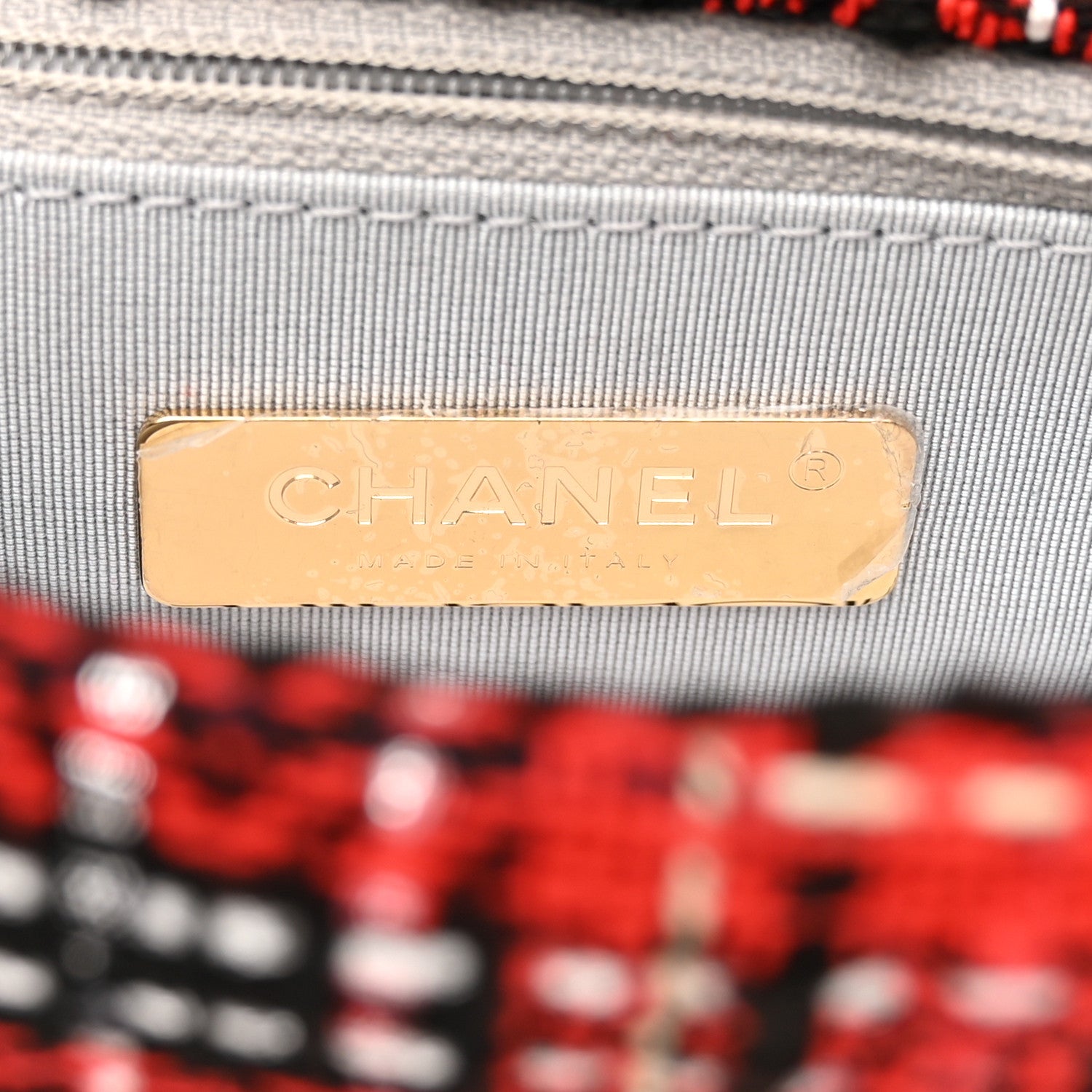 Chanel Tweed Quilted Medium Chanel 19 Flap Red Black 6 of 11