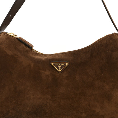 Prada Scamosciato Suede Large Aimee Shoulder Bag Cacao 8 of 10