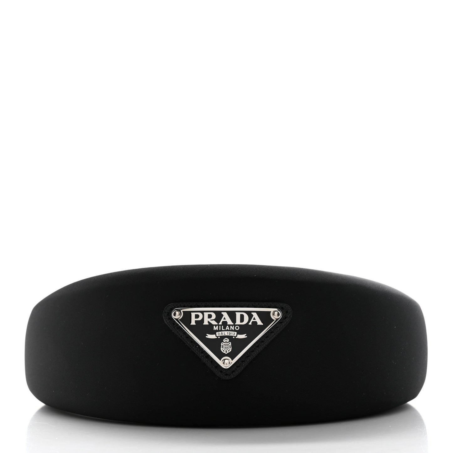 Re-Nylon Metal Triangle Logo Headband Black