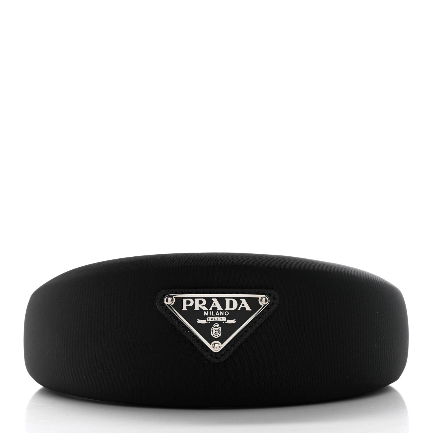 Prada Re-Nylon Metal Triangle Logo Headband Black 4 of 7