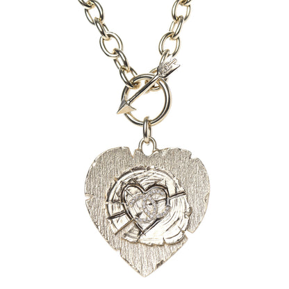 Chanel Crystal Heart Arrow Short Necklace Gold 4 of 5