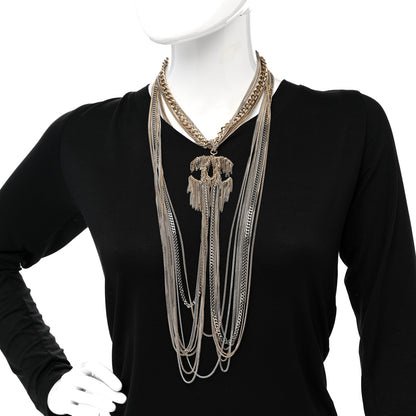 Chanel Chain Fringe Multi Strand CC Necklace Gold 2 of 6