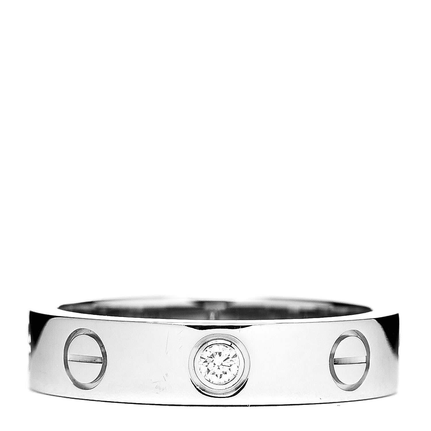 Cartier 18K White Gold Diamond 4mm LOVE Wedding Band Ring 47 4 1 of 5