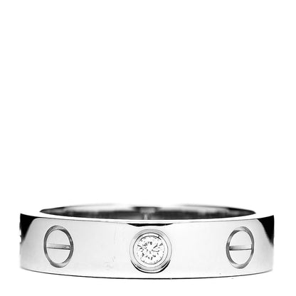 Cartier 18K White Gold Diamond 4mm LOVE Wedding Band Ring 47 4 1 of 5